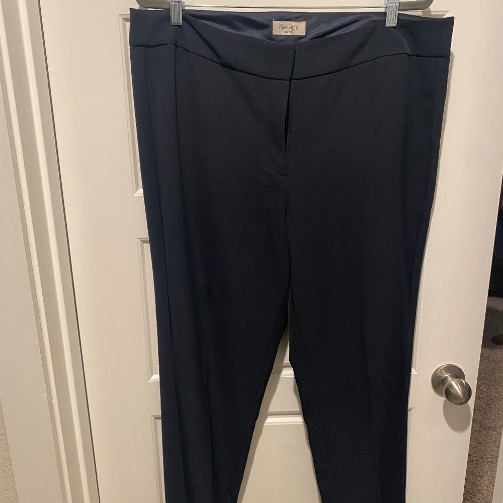 Navy Blue Straight Leg Business Casual Pants